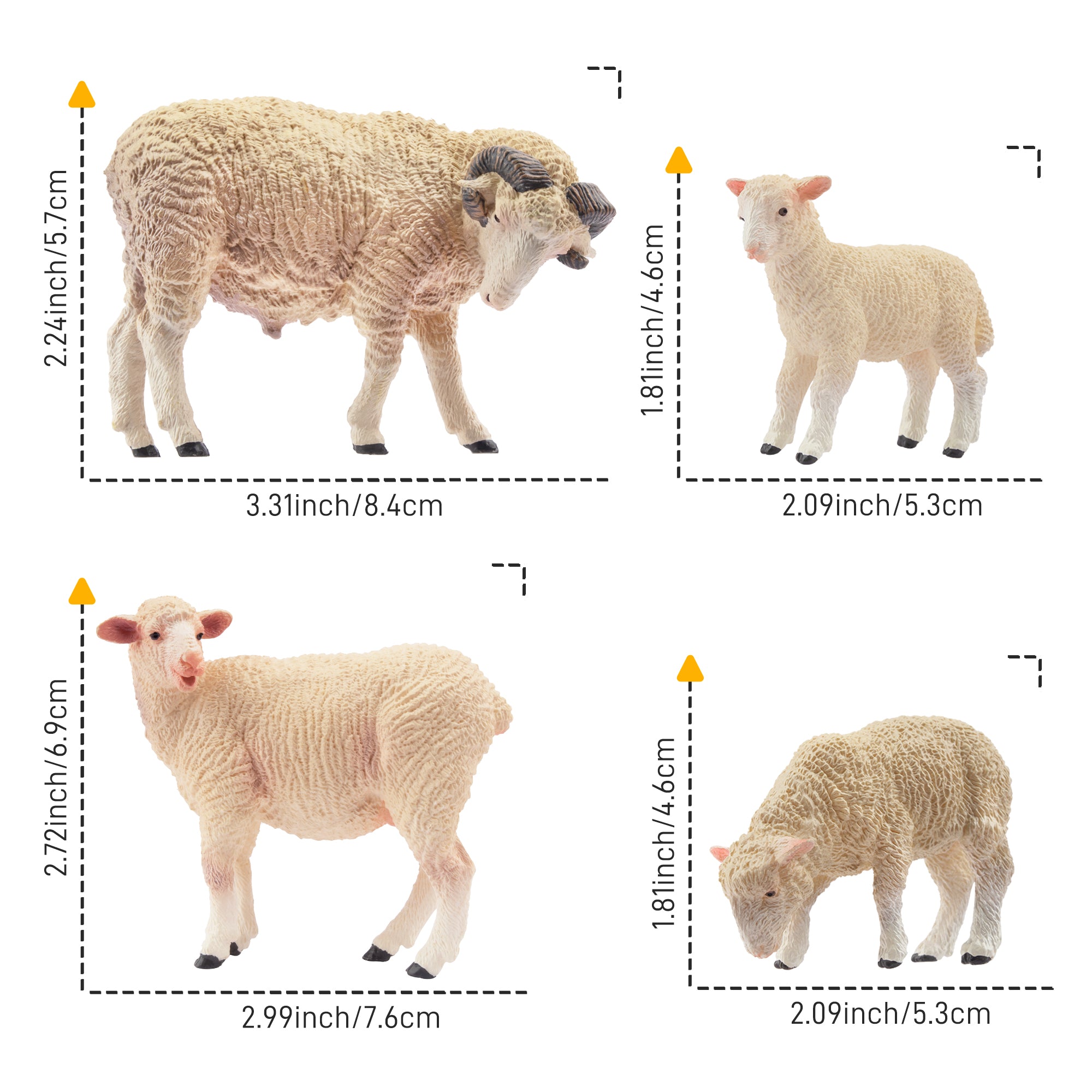 8-Piece Merino Sheep Figurines Playset with Adult & Baby Sheep-size 1