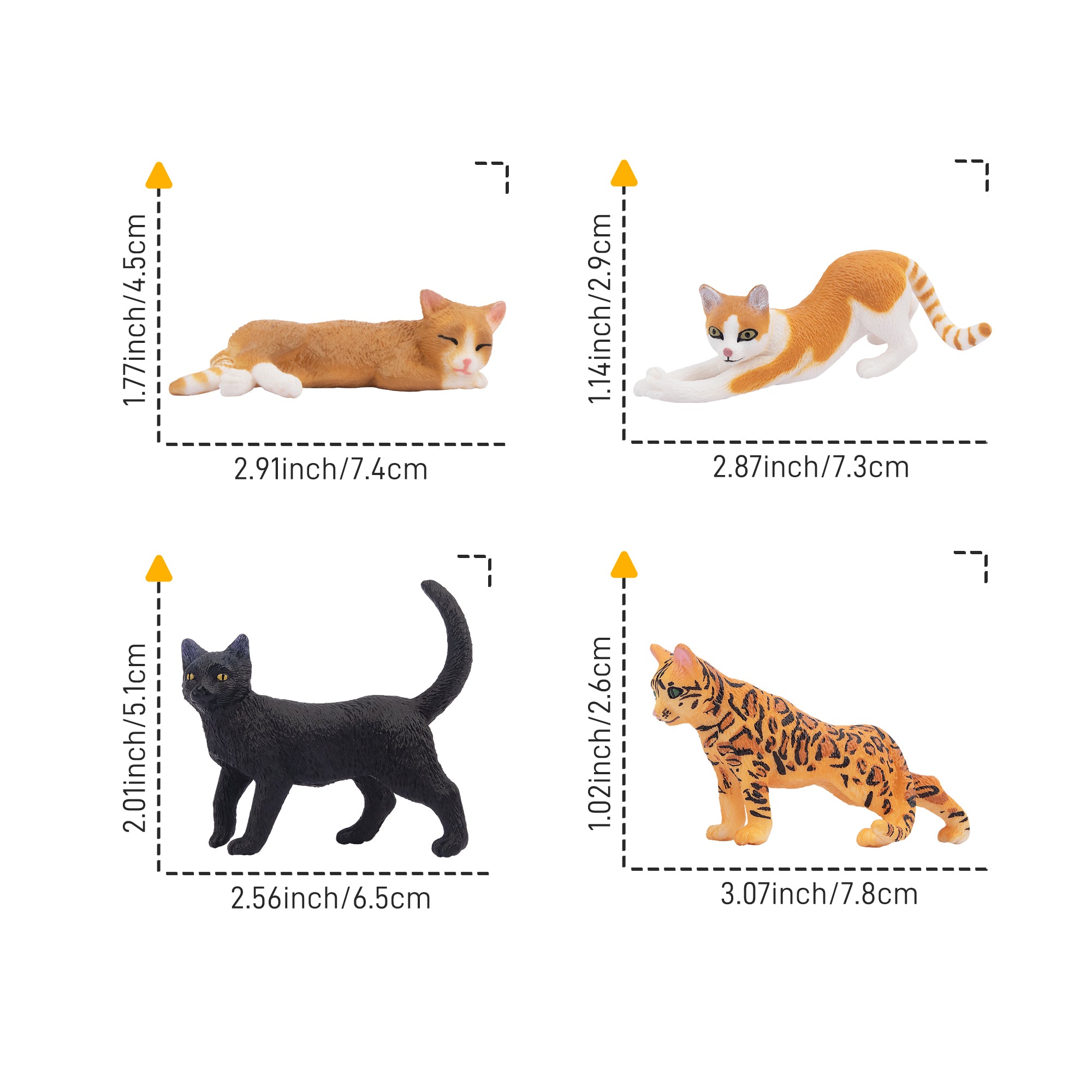 8-Piece Mini Cat Animal Figurines Playset-size 2