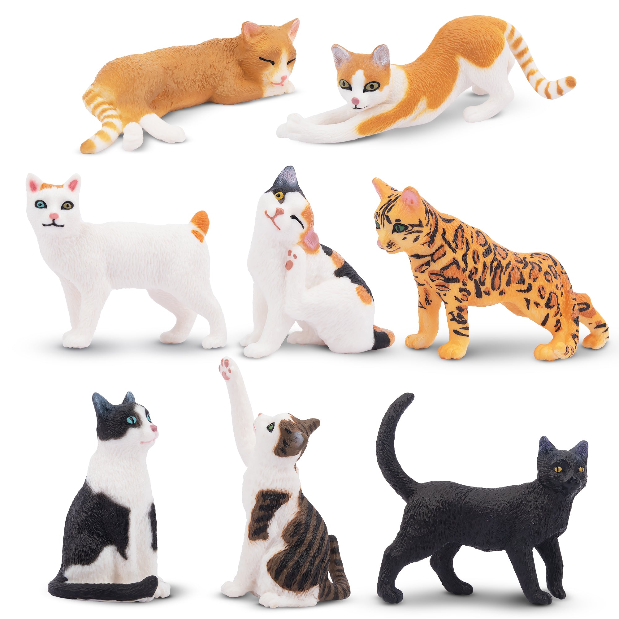 8-Piece Mini Cat Animal Figurines Playset