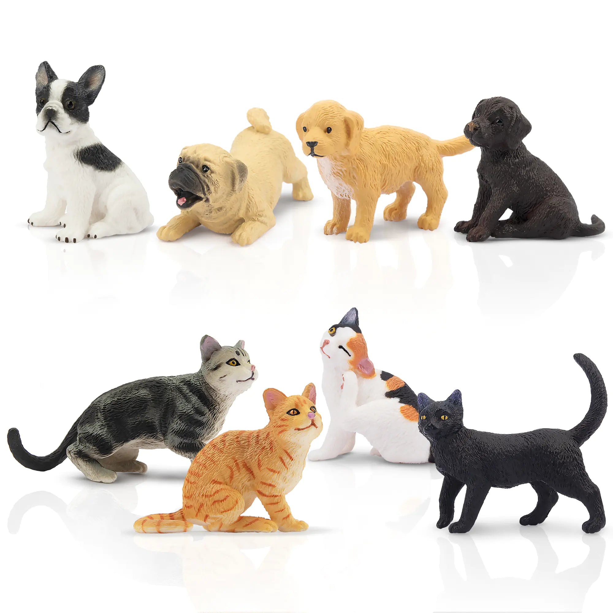 8-Piece Mini Cat & Dog Figurine Playset