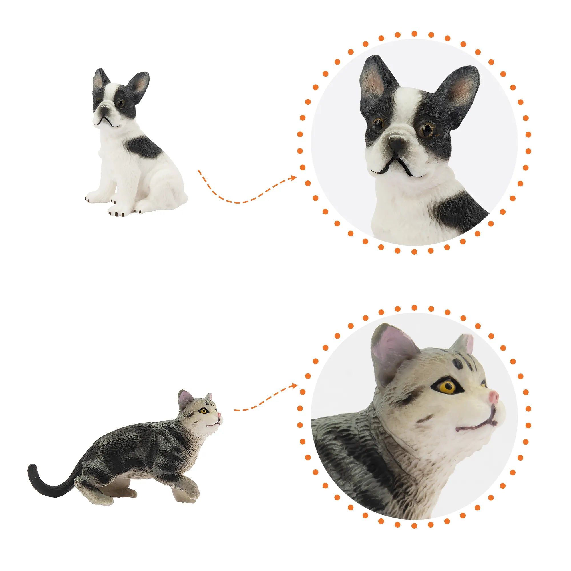8-teiliges Mini-Figurenset von Katzen und Hunden