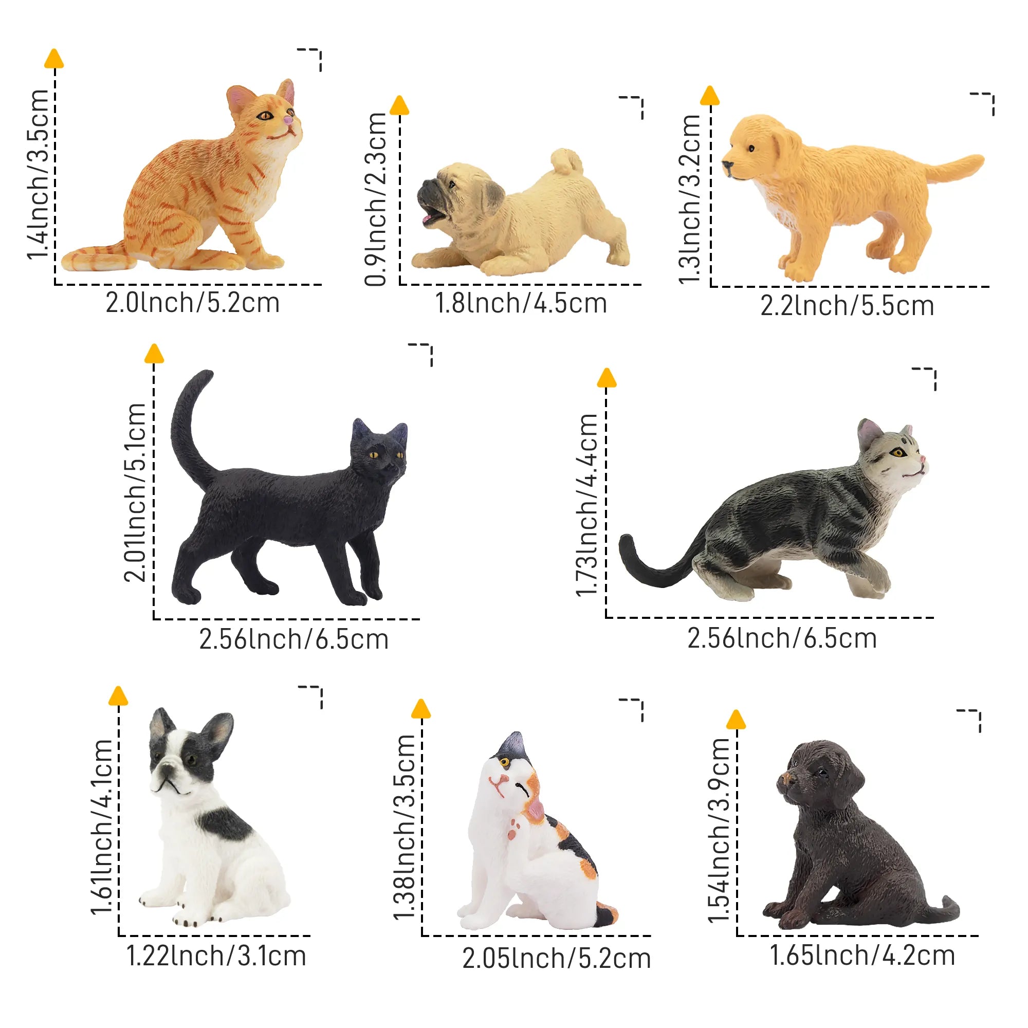 8-teiliges Mini-Figurenset von Katzen und Hunden