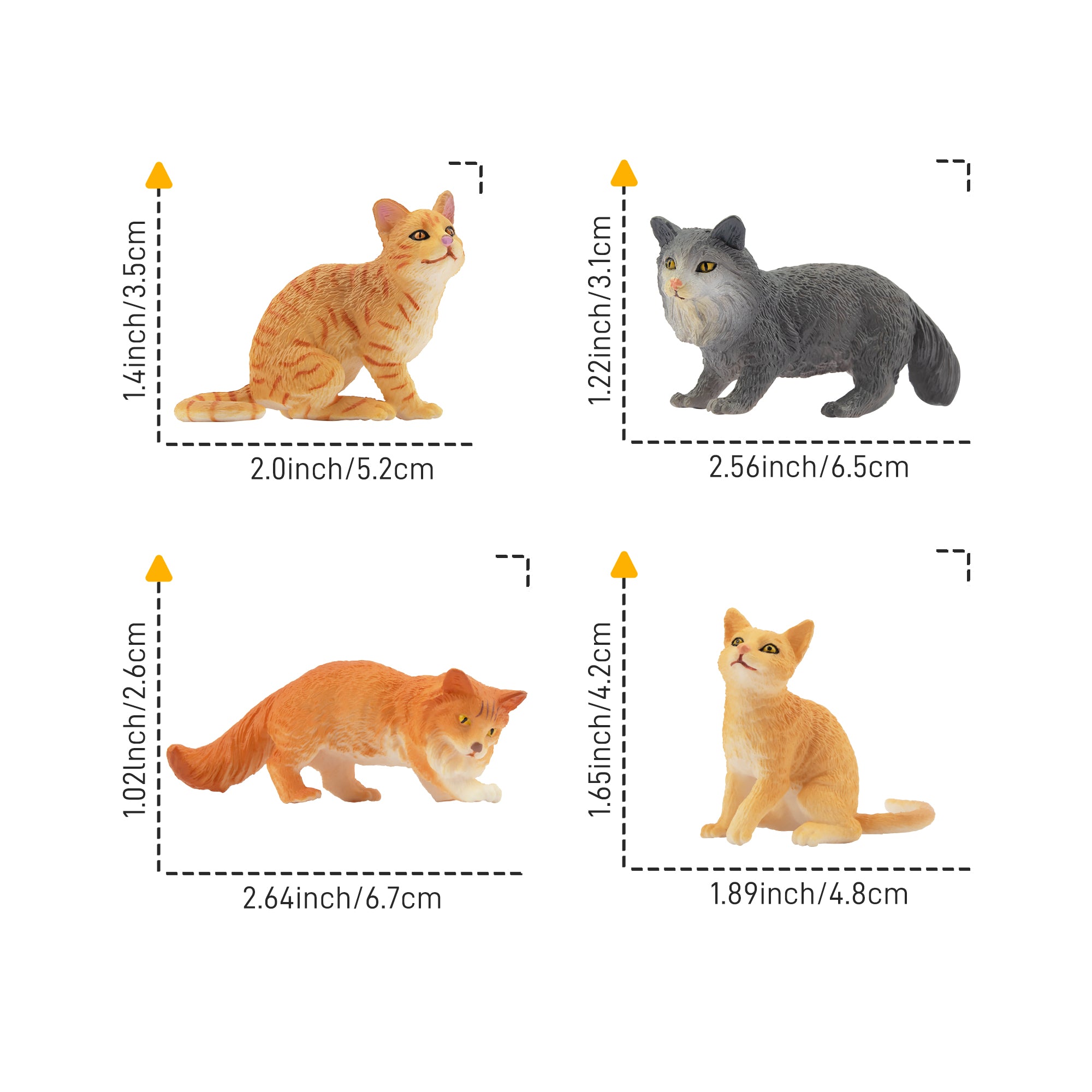 8-Piece Mini Grey & Orange Cat Set-size 1