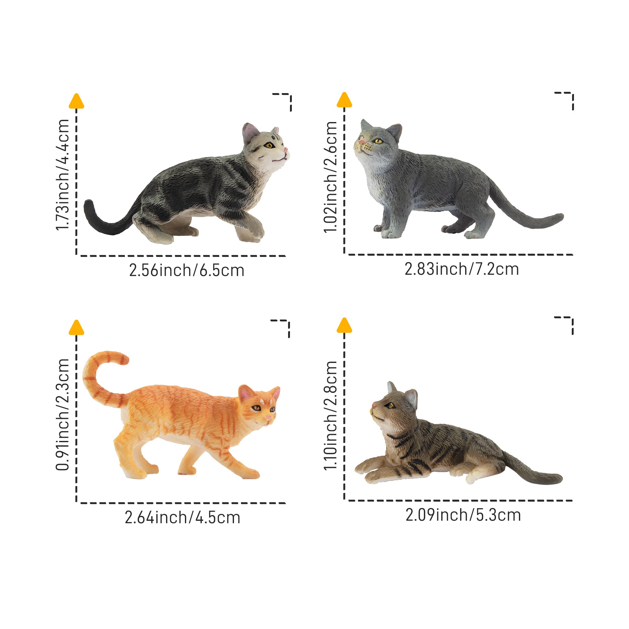 8-Piece Mini Grey & Orange Cat Set-size 2