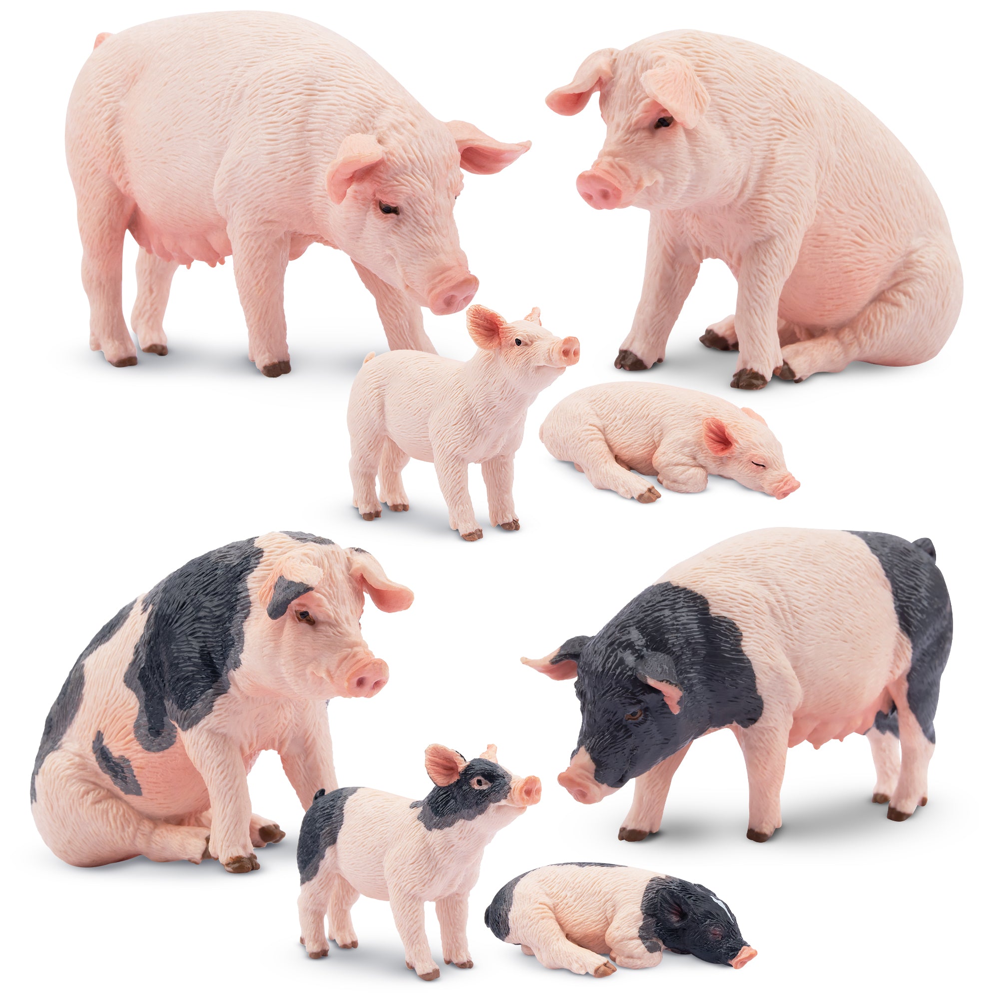 8-Piece Pig Family Figurines Playset with Adult & Baby Pigs-2