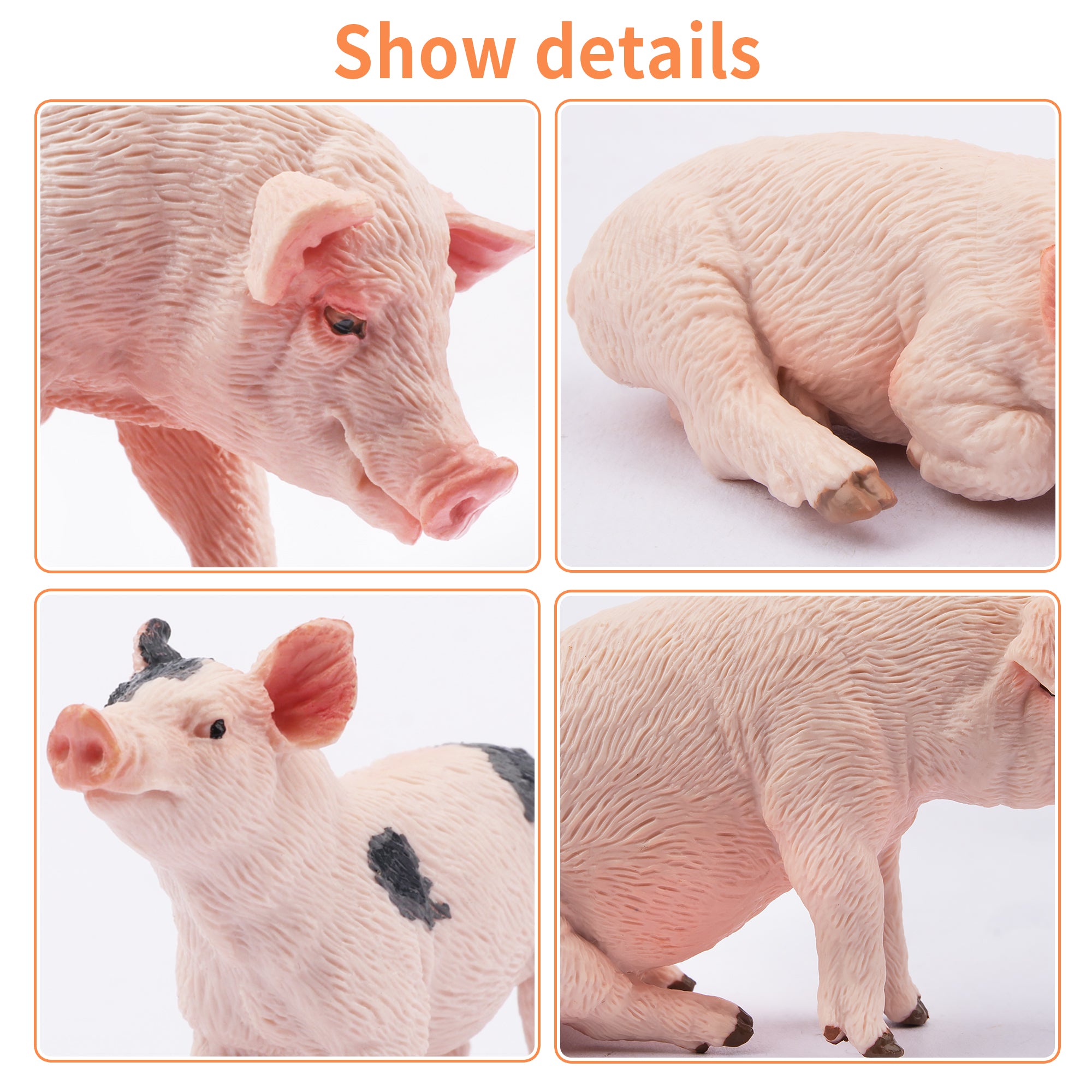8-Piece Pig Family Figurines Playset with Adult & Baby Pigs-detail