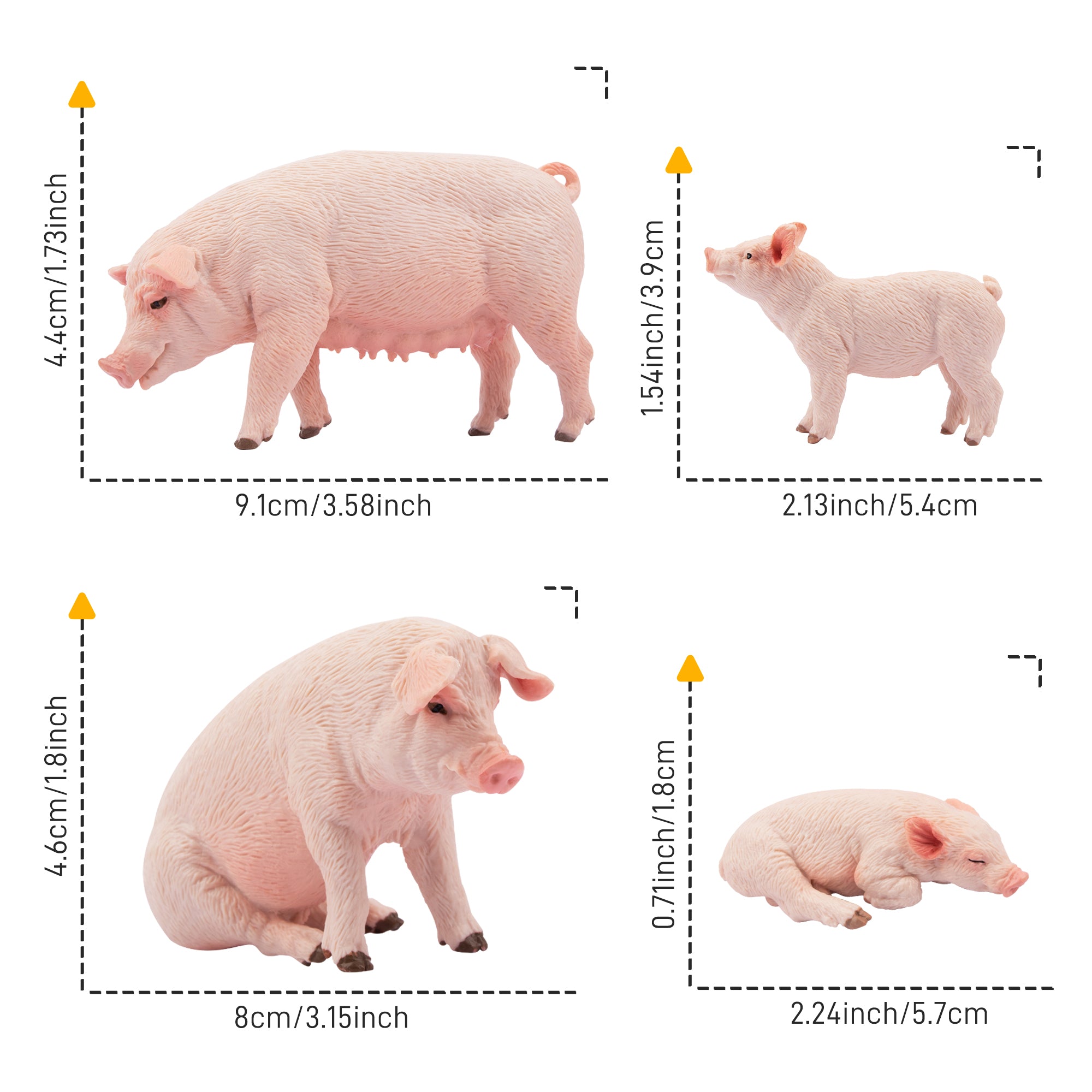 8-Piece Pig Family Figurines Playset with Adult & Baby Pigs-size 1