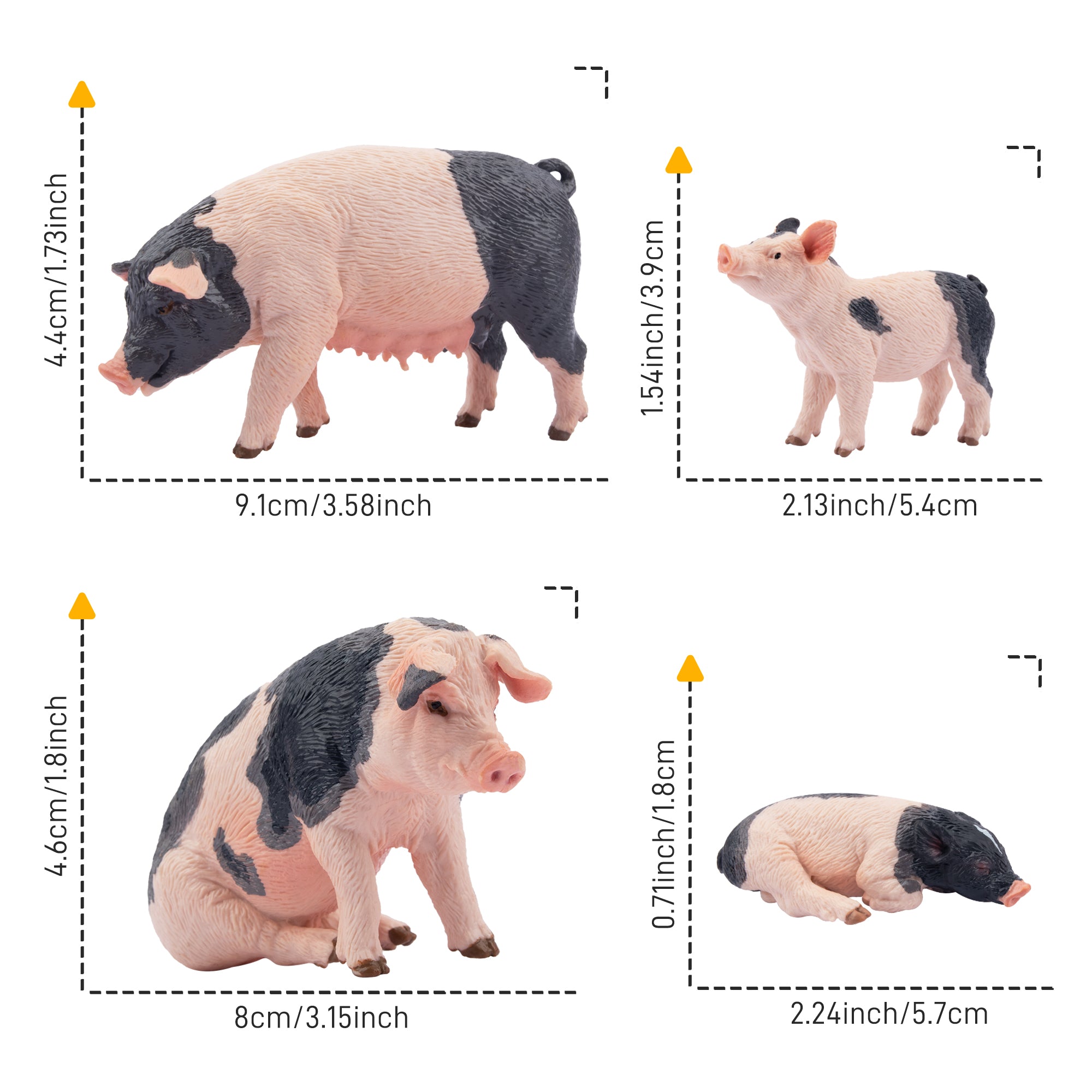 8-Piece Pig Family Figurines Playset with Adult & Baby Pigs-size 2