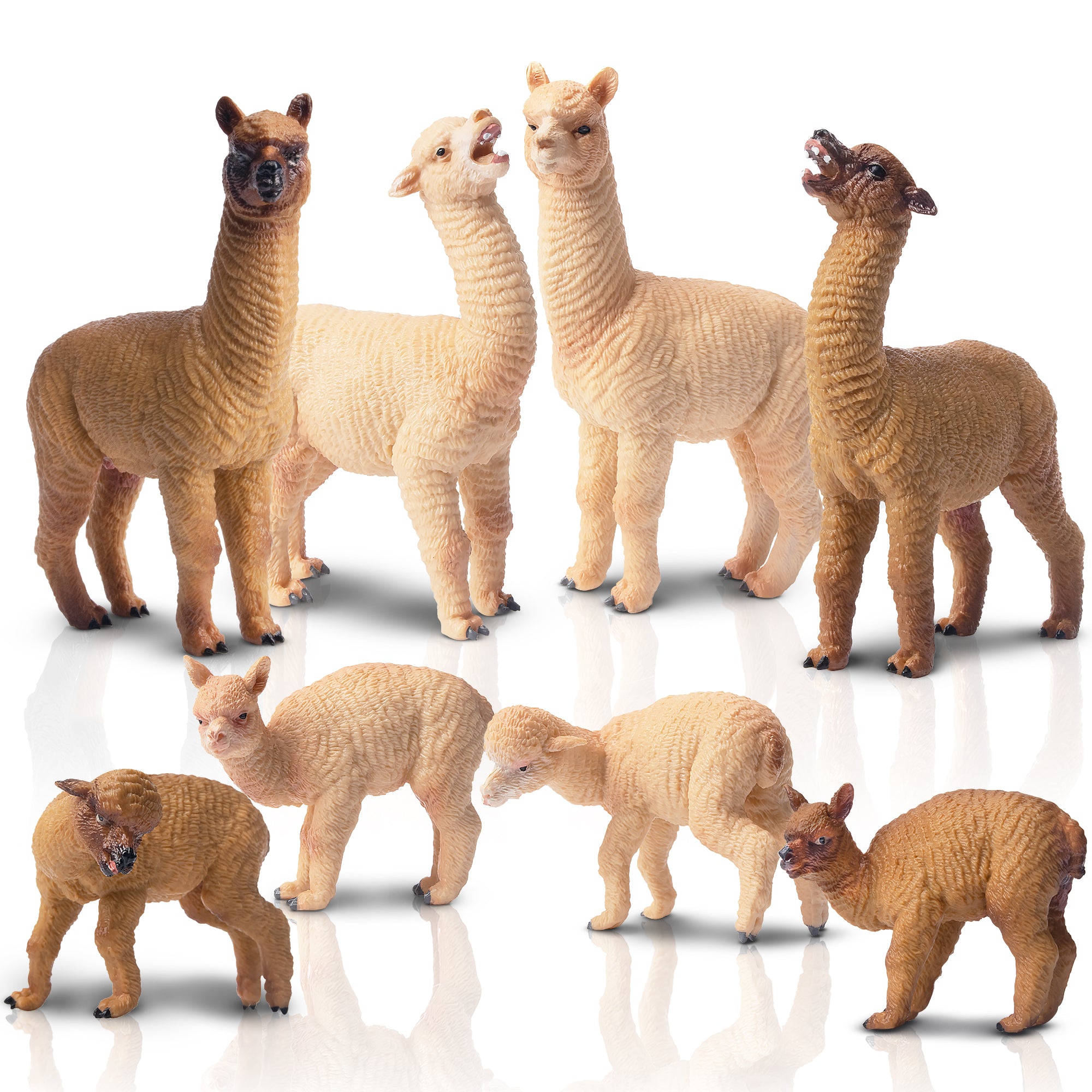 8-Piece Realistic Alpaca Figurines Playset