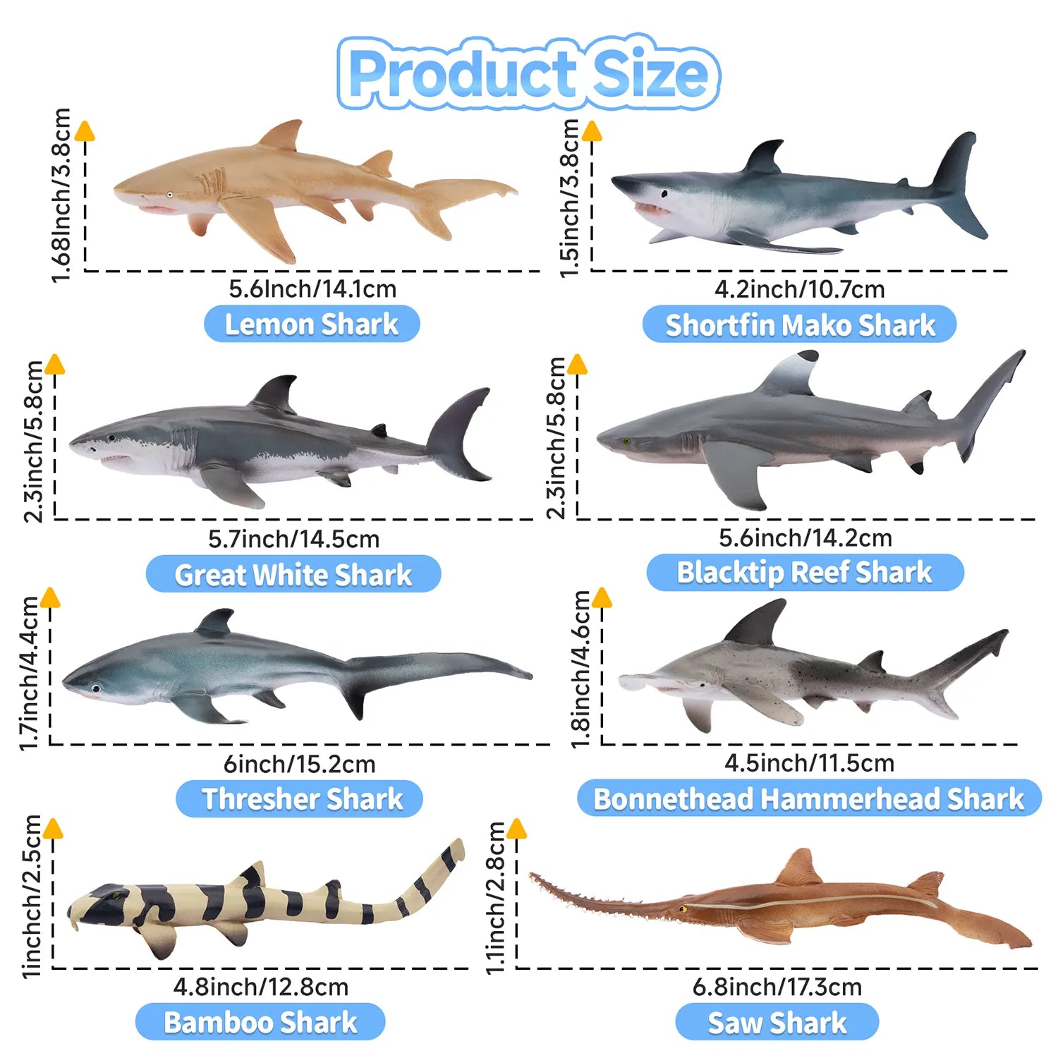 8-Piece Shark Figurine Playset