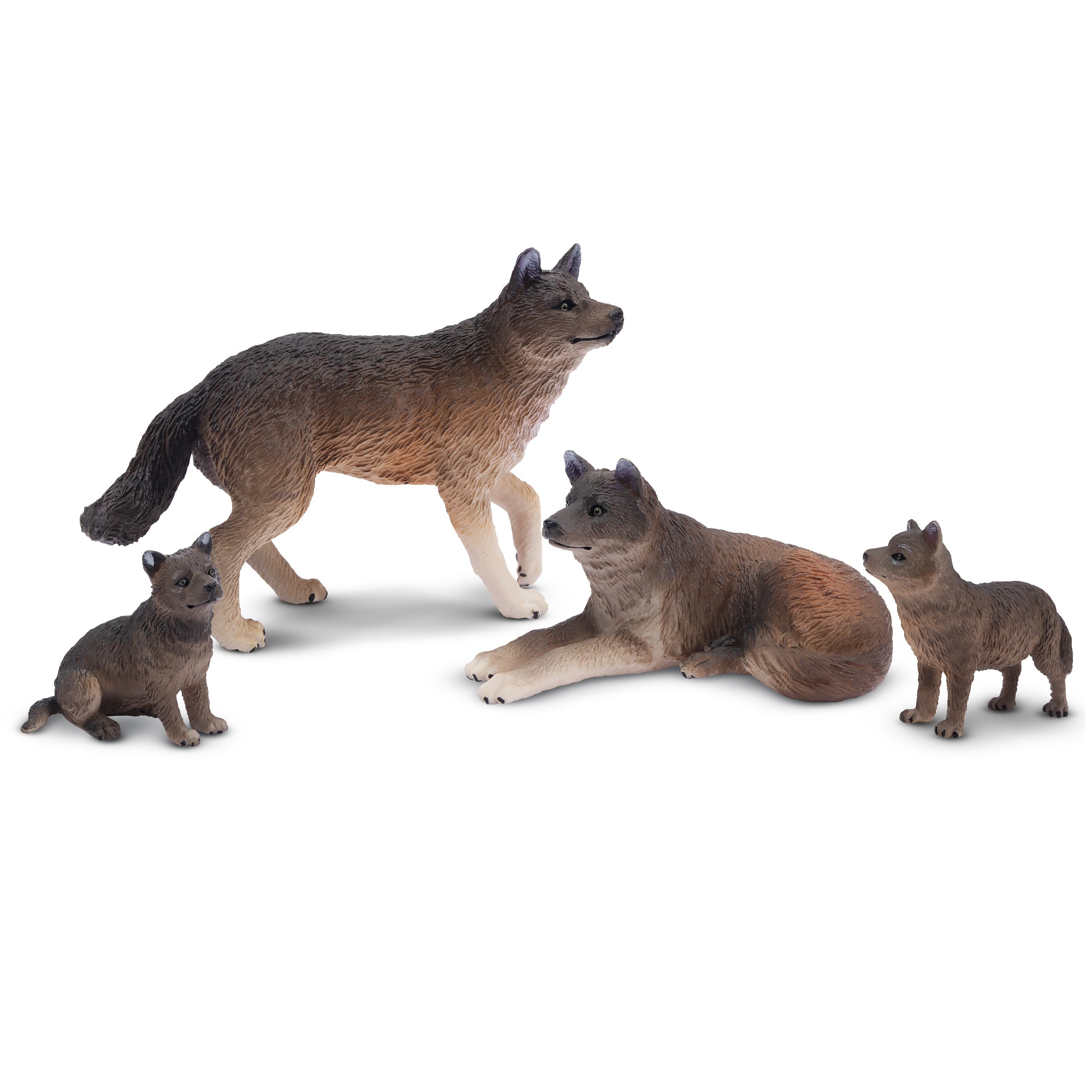 8-Piece Wolf Figurines Playset with Adult & Baby Wolf-2