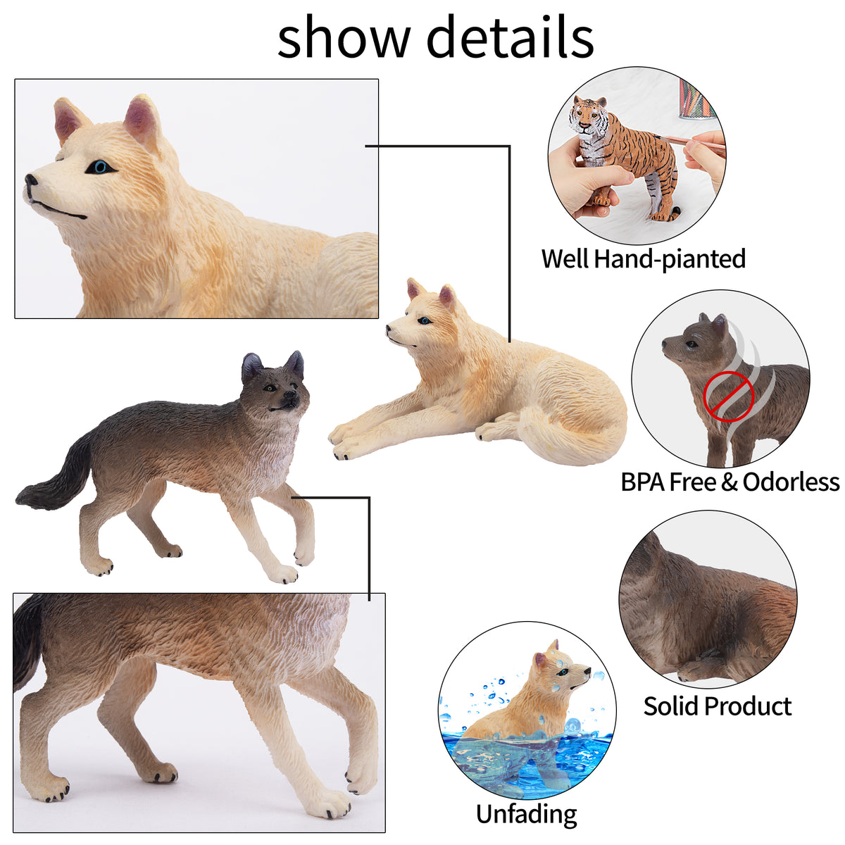 Toy Many Wolves Toymany 8PCS Wolf Figurines Playset | Animal Figurine Toy