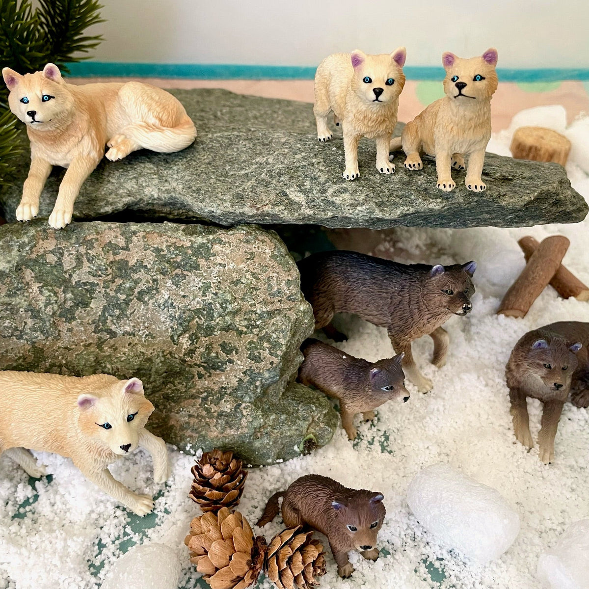 Toymany 8PCS Wolf Figurines Playset | Animal Figurine Toy