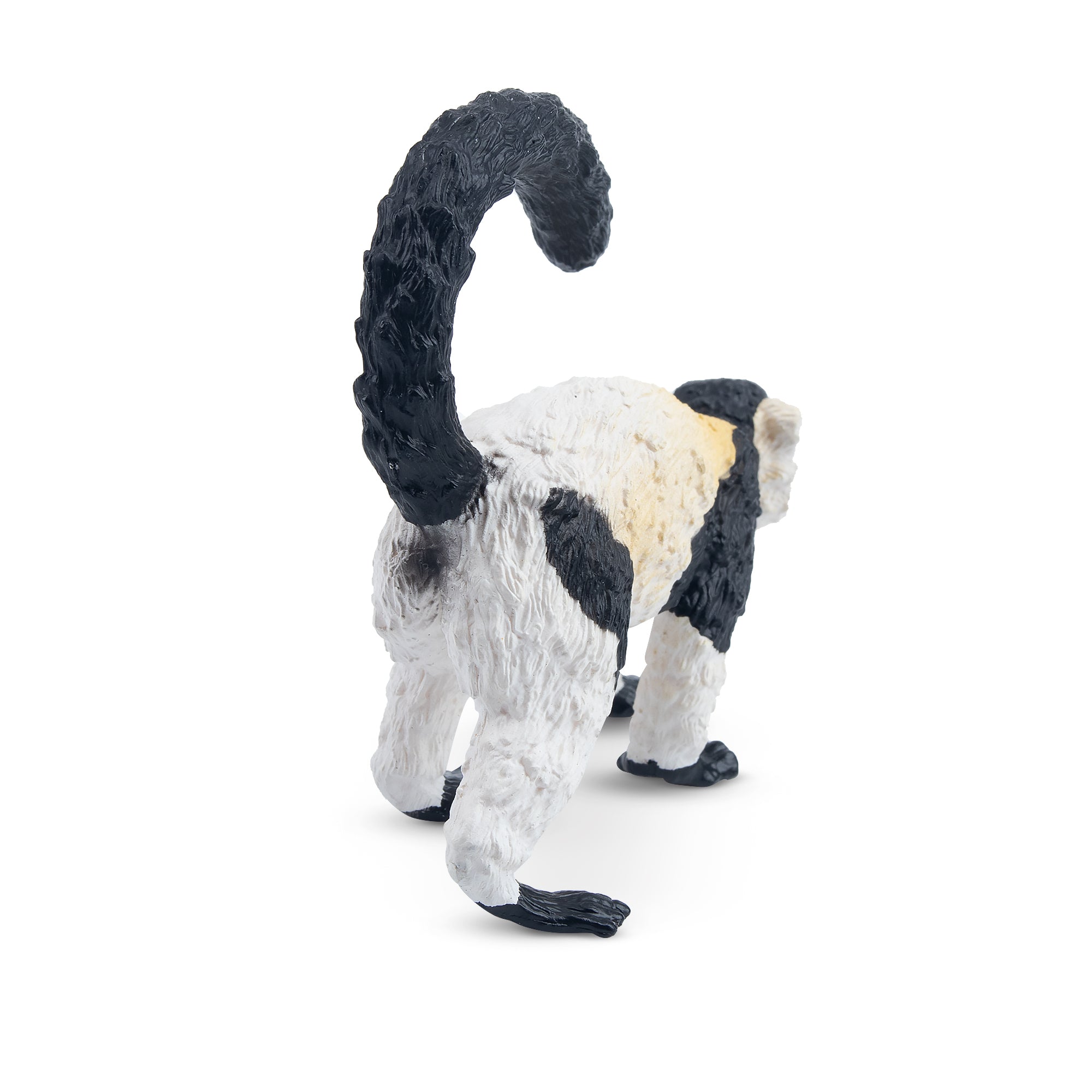 Toymany Black & White Ruffed Lemur Figurine Toy-back