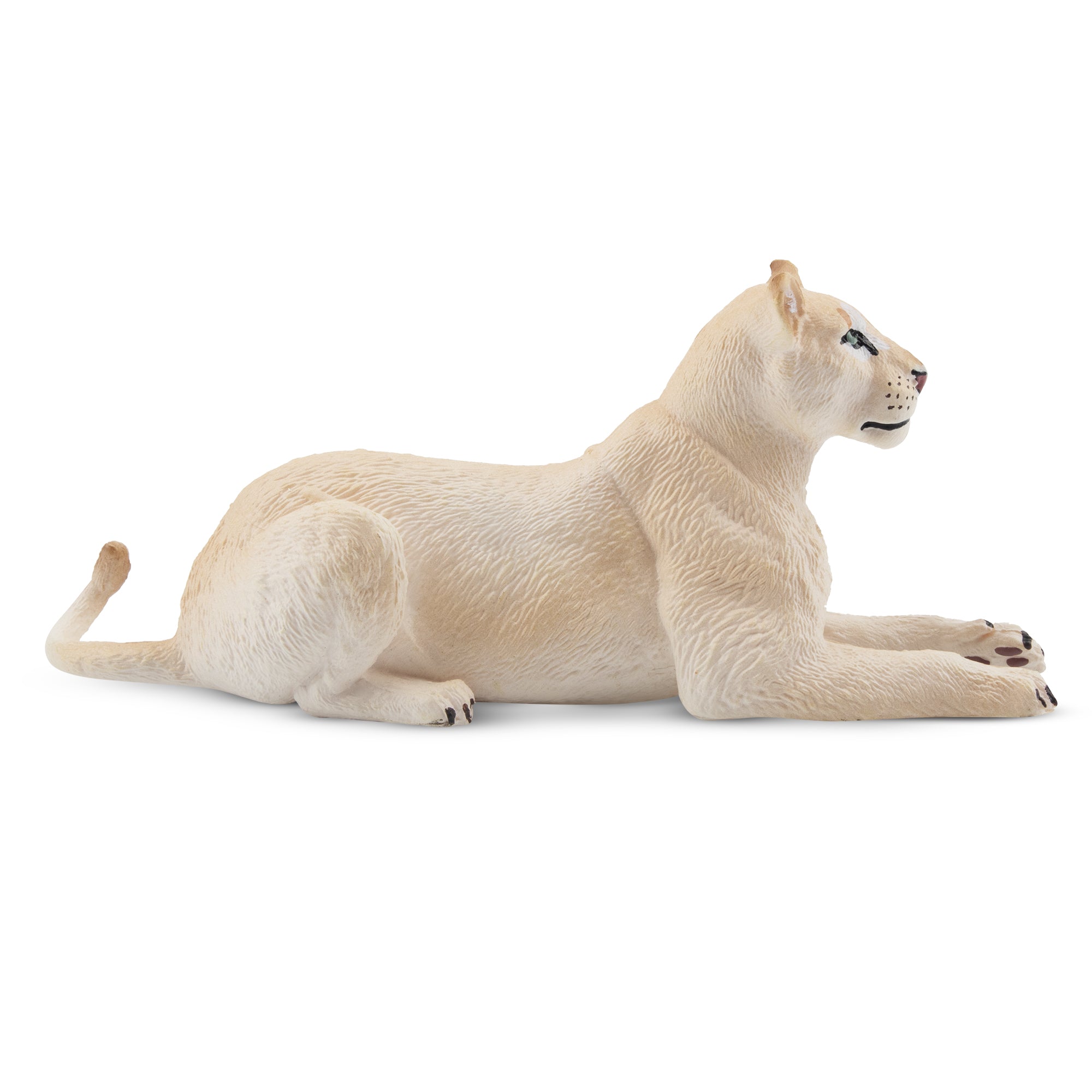 Toymany Lying White Lioness Figurine Toy-side