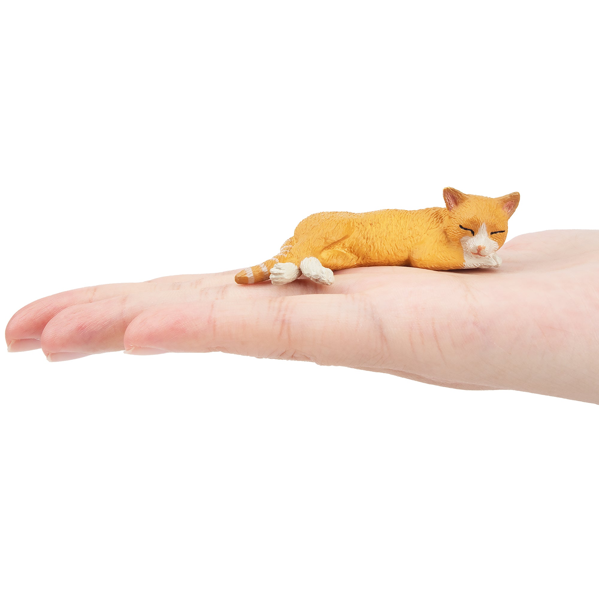 Toymany Mini Lying Orange Cat Figurine Toy-on hand