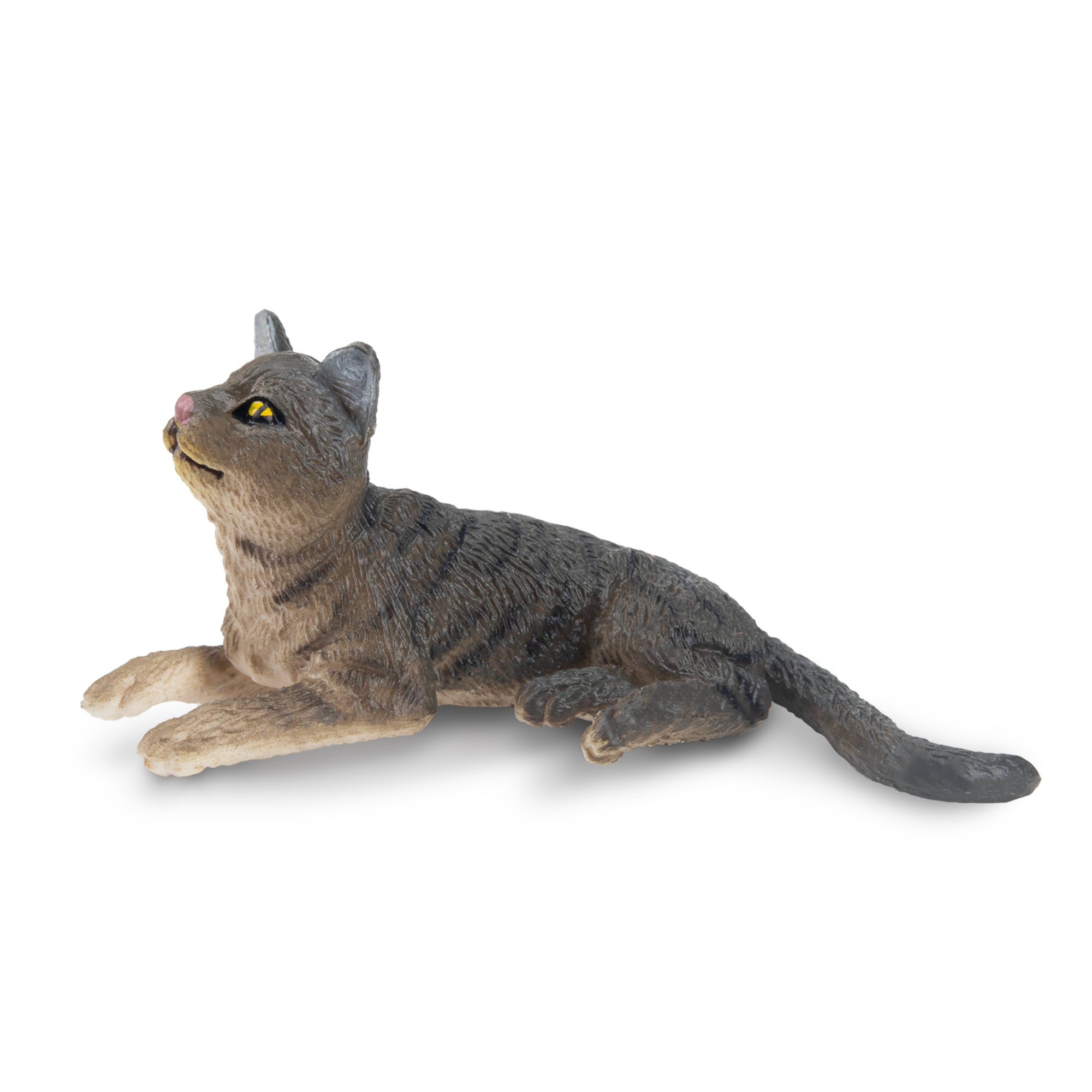 Toymany Mini Reclining Grey American Wirehair Cat Figurine Toy