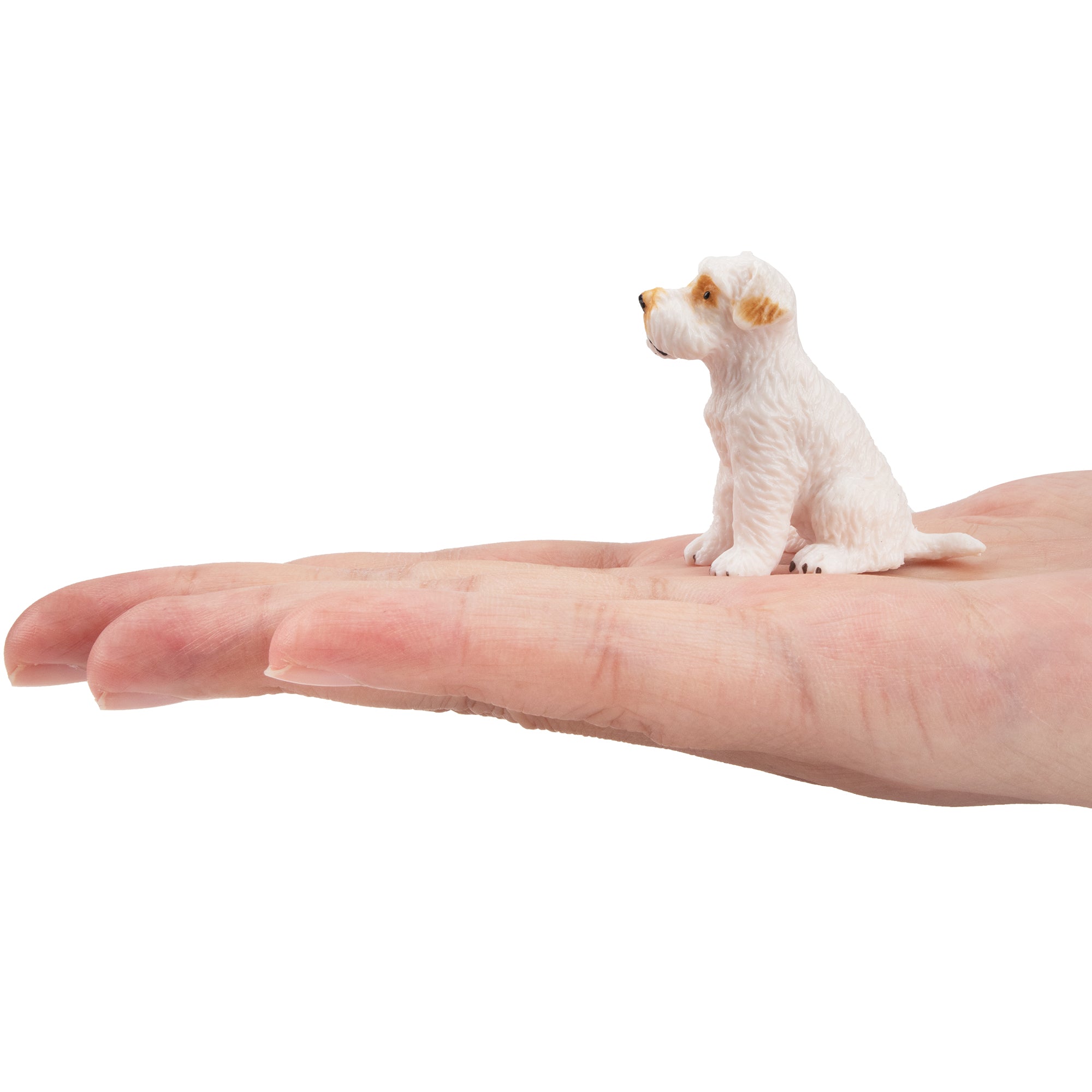 Toymany Mini Sitting White Schnauzer Puppy Figurine Toy-on hand