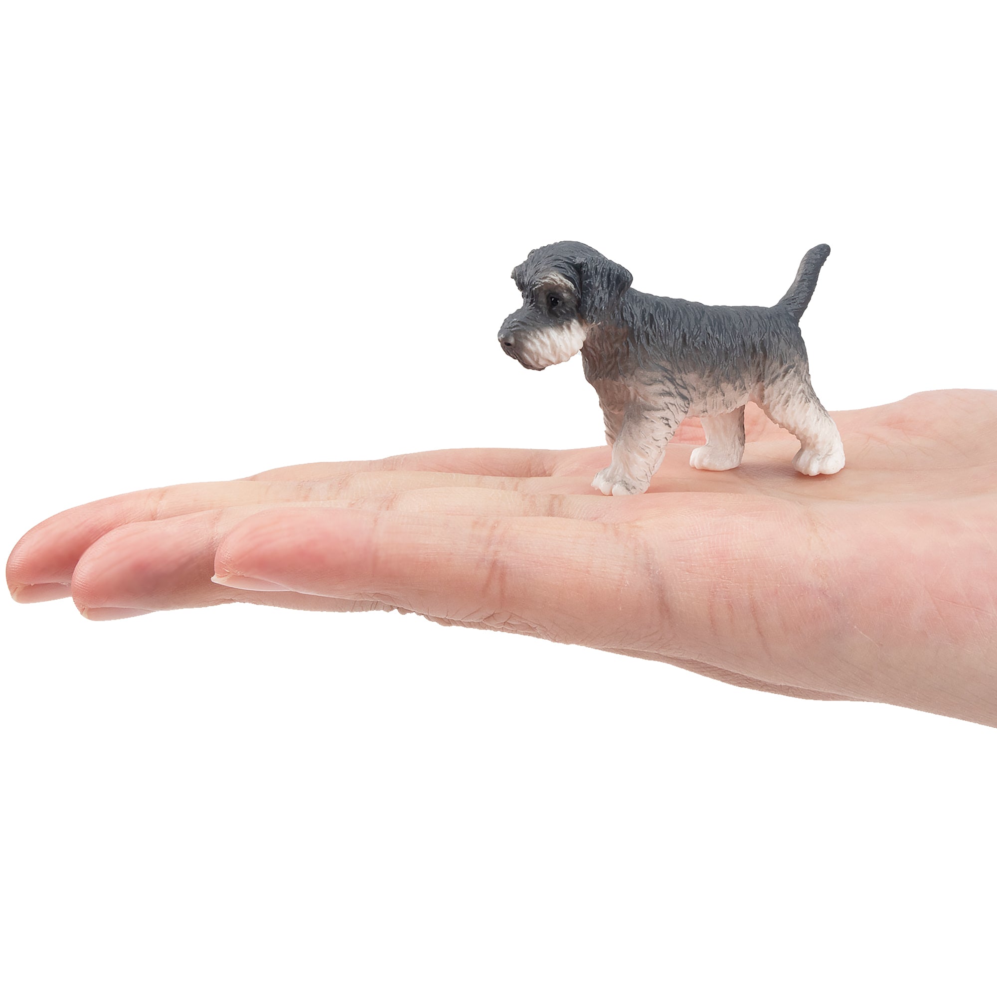 Toymany Mini Standing Gray Schnauzer Puppy Figurine Toy-on hand