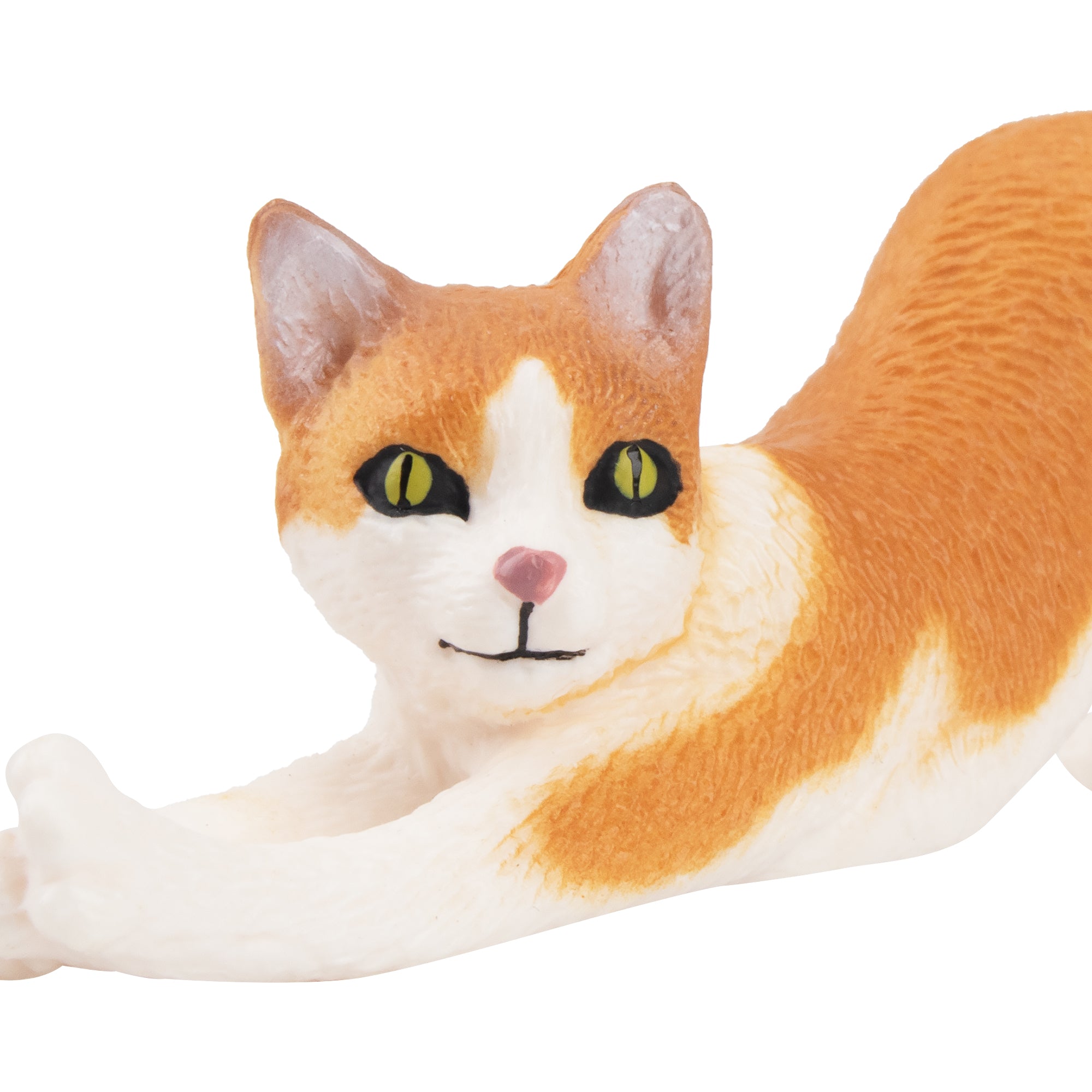 Toymany Mini Stretching Ginger and White Cat Figurine Toy-detail