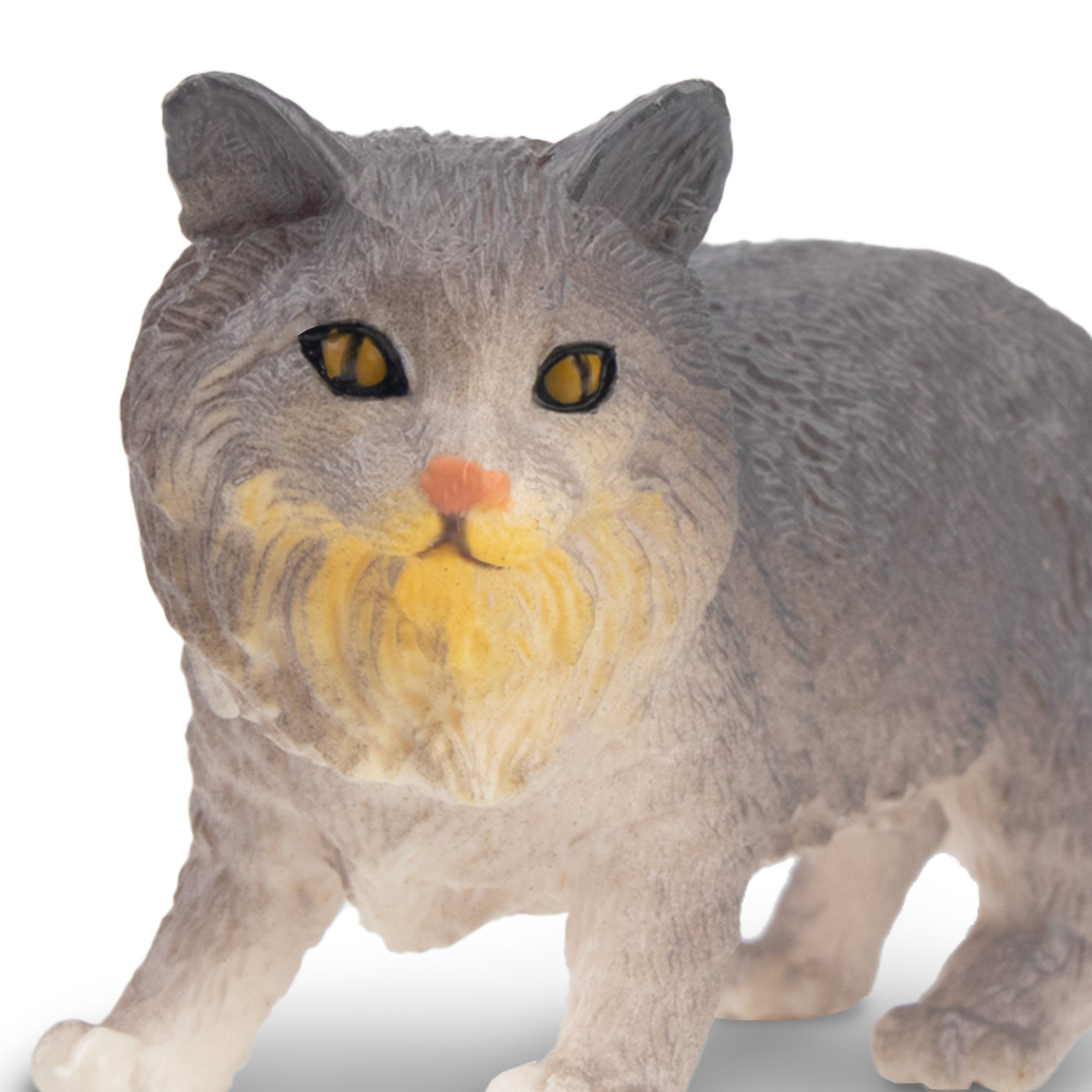 Toymany Mini Striding Grey Norwegian Forest Cat Figurine Toy-detail