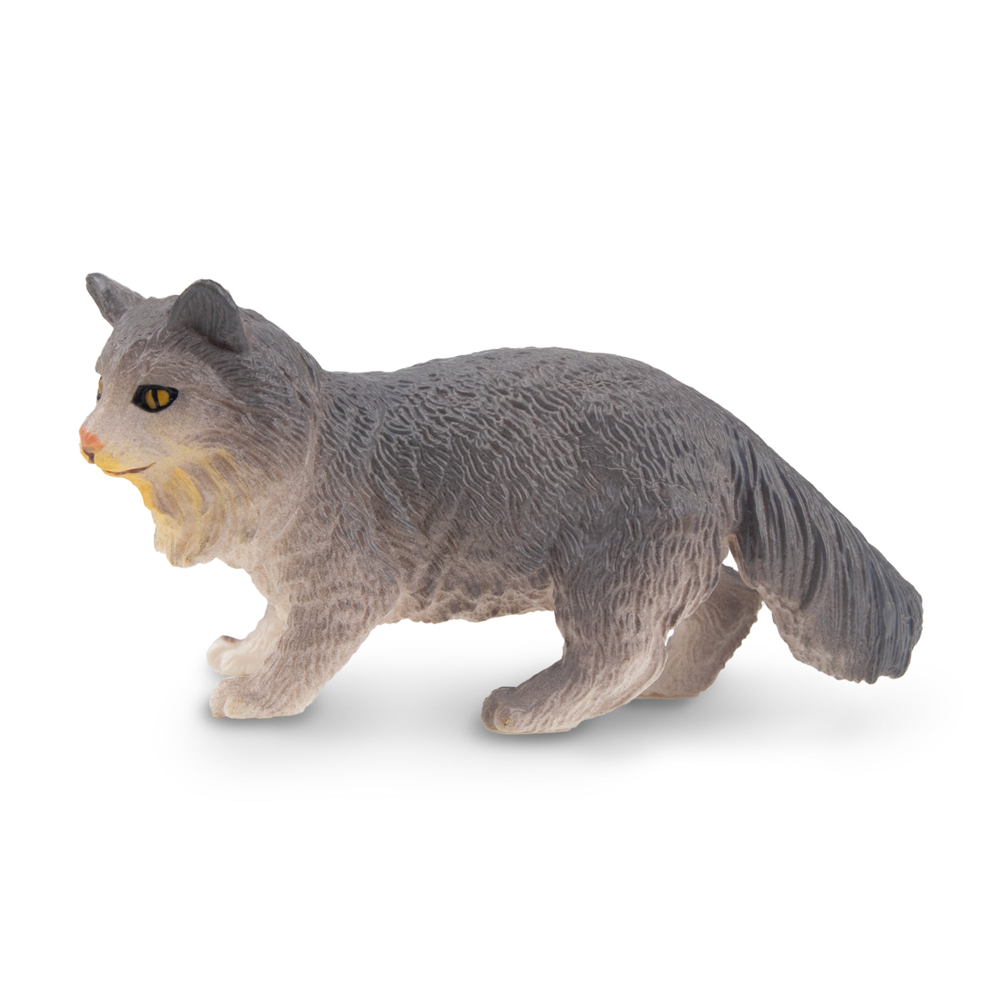 Toymany Mini Striding Grey Norwegian Forest Cat Figurine Toy
