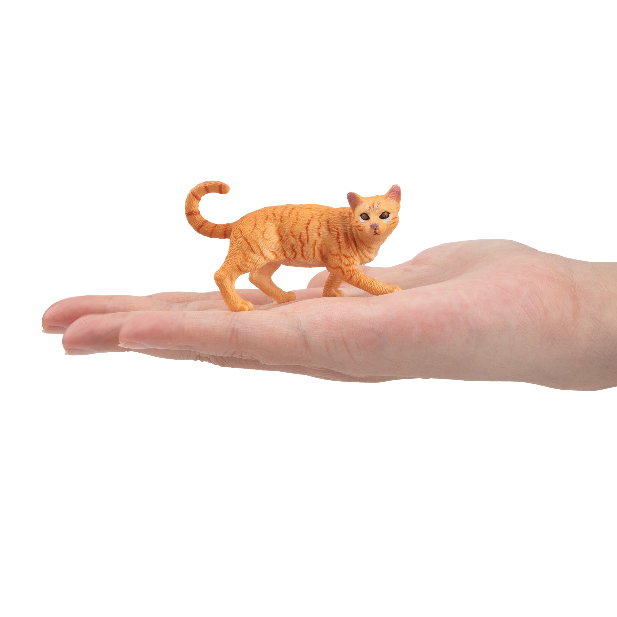 Toymany Mini Striding Orange Tabby Cat Figurine Toy-on hand