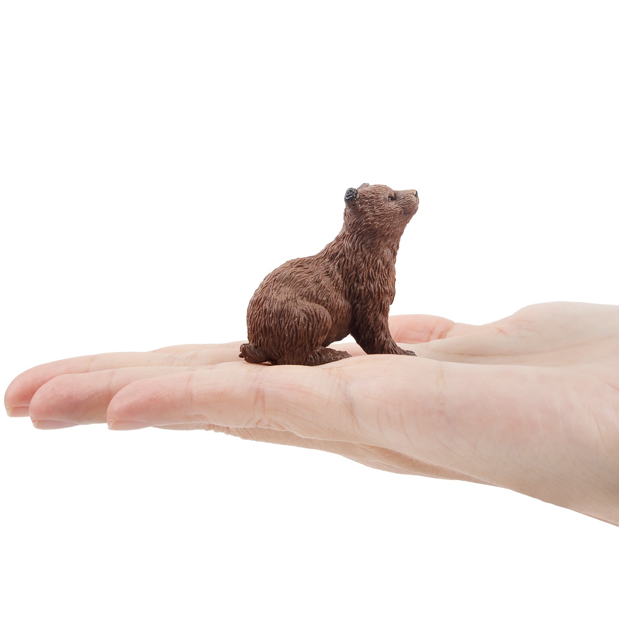 Toymany Sitting Brown Bear Cub Figurine Toy-on hand