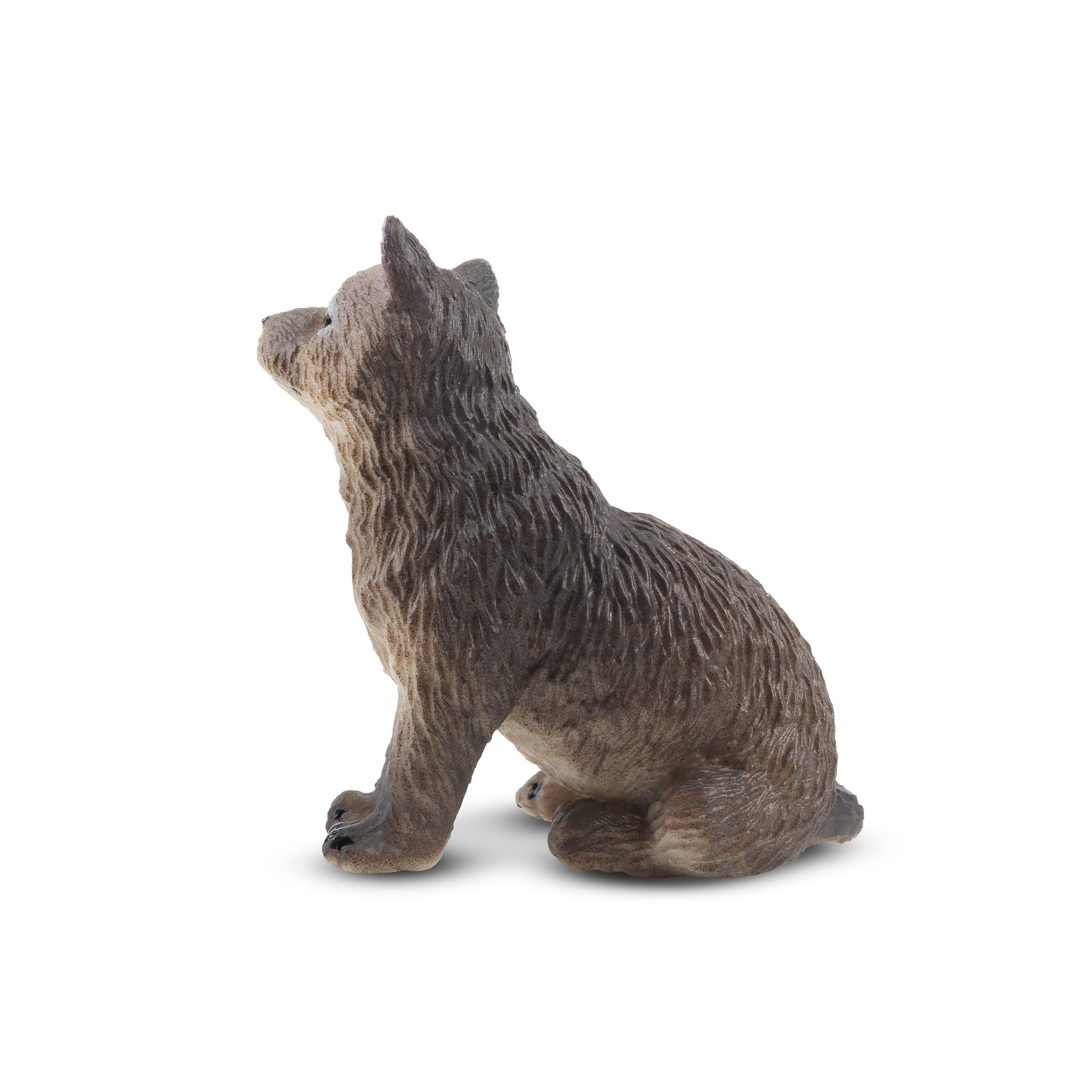 Toymany Sitting Grey Wolf Cub Figurine Toy-2