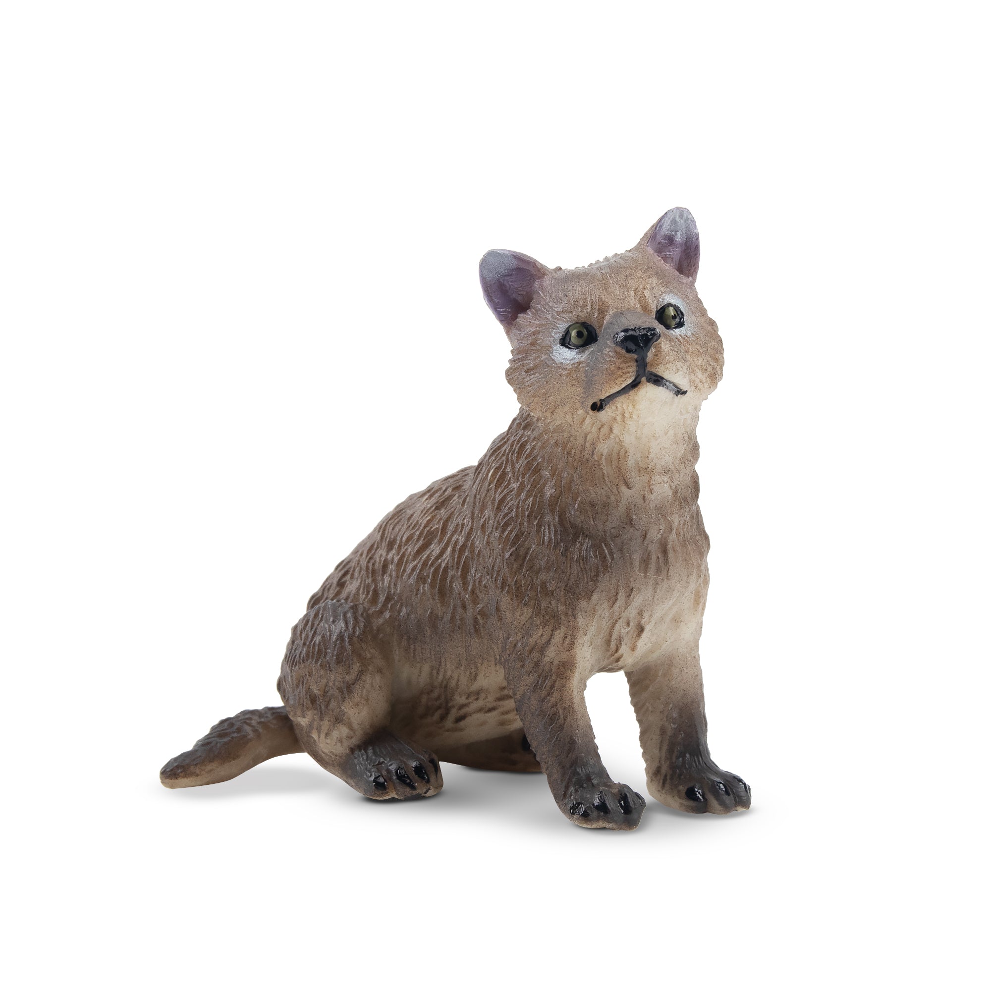 Toymany Sitting Grey Wolf Cub Figurine Toy-front