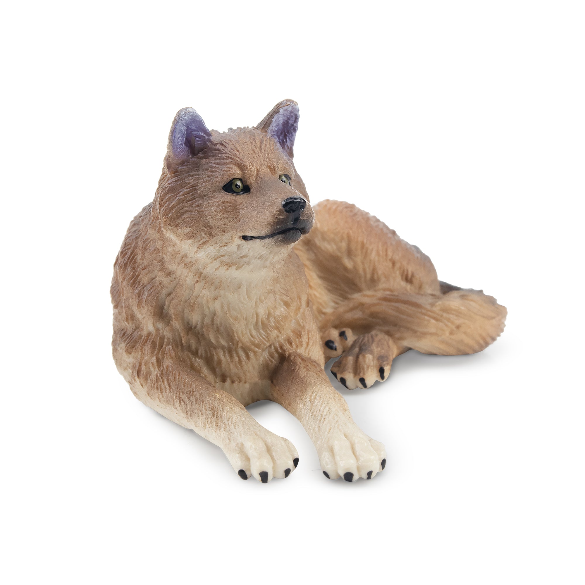 Toymany Sitting Grey Wolf Figurine Toy-front