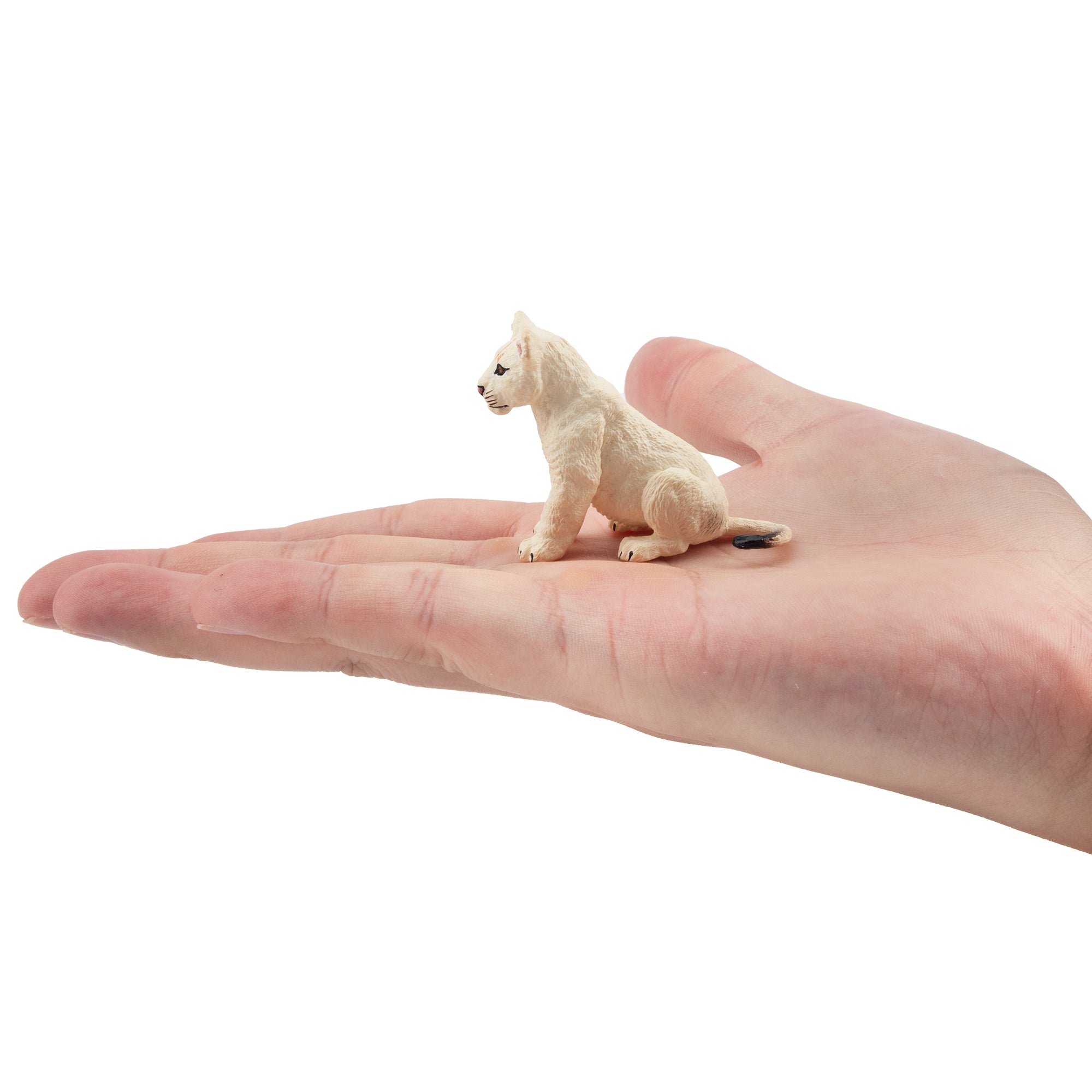 Toymany Sitting White Lion Cub Figurine Toy-on hand