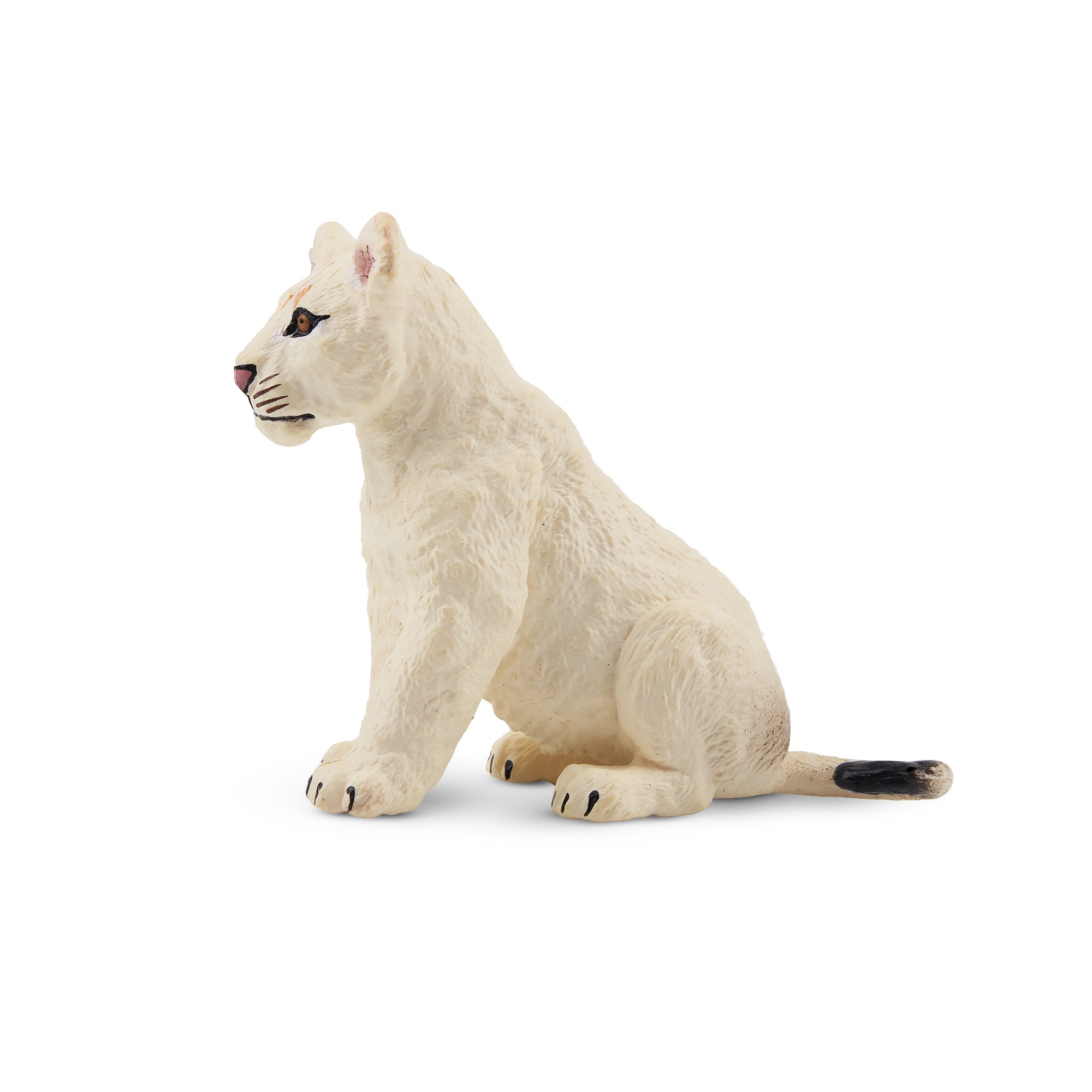 Toymany Sitting White Lion Cub Figurine Toy-side