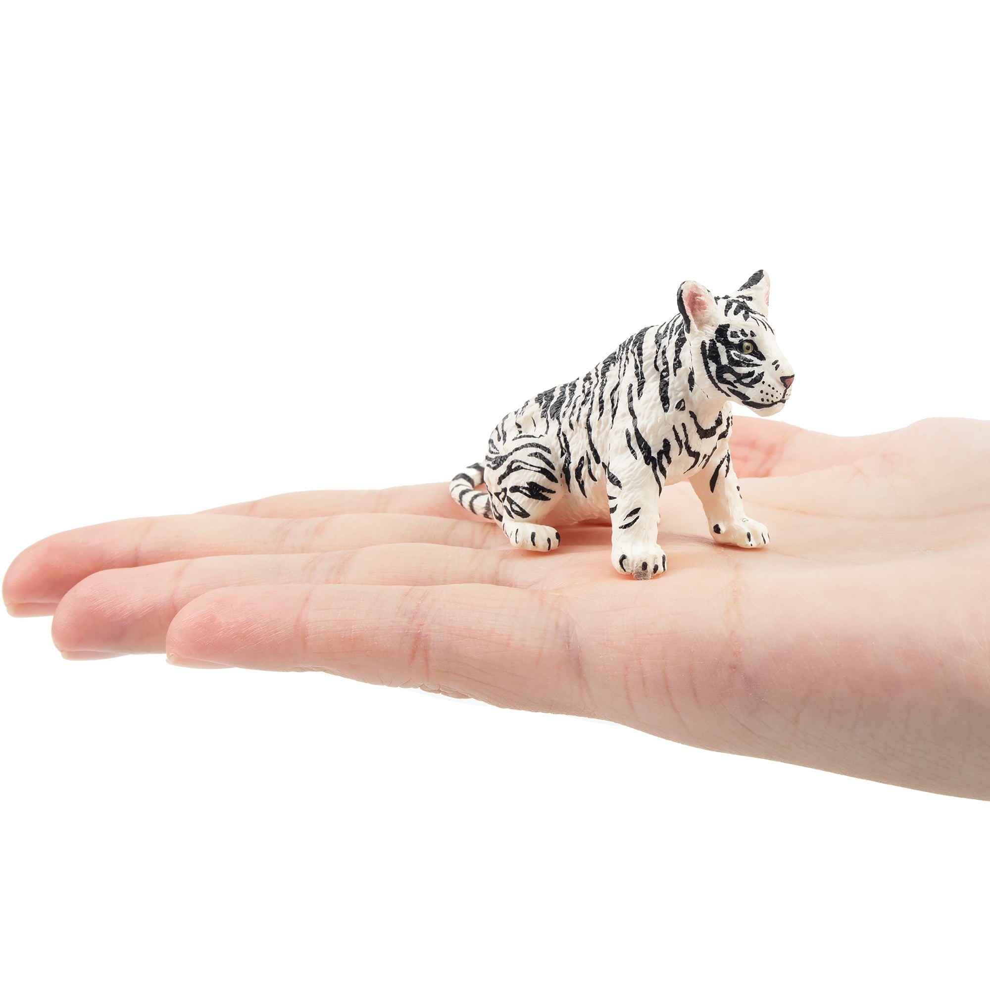 Toymany Sitting White Tiger Cub Figurine Toy-on hand