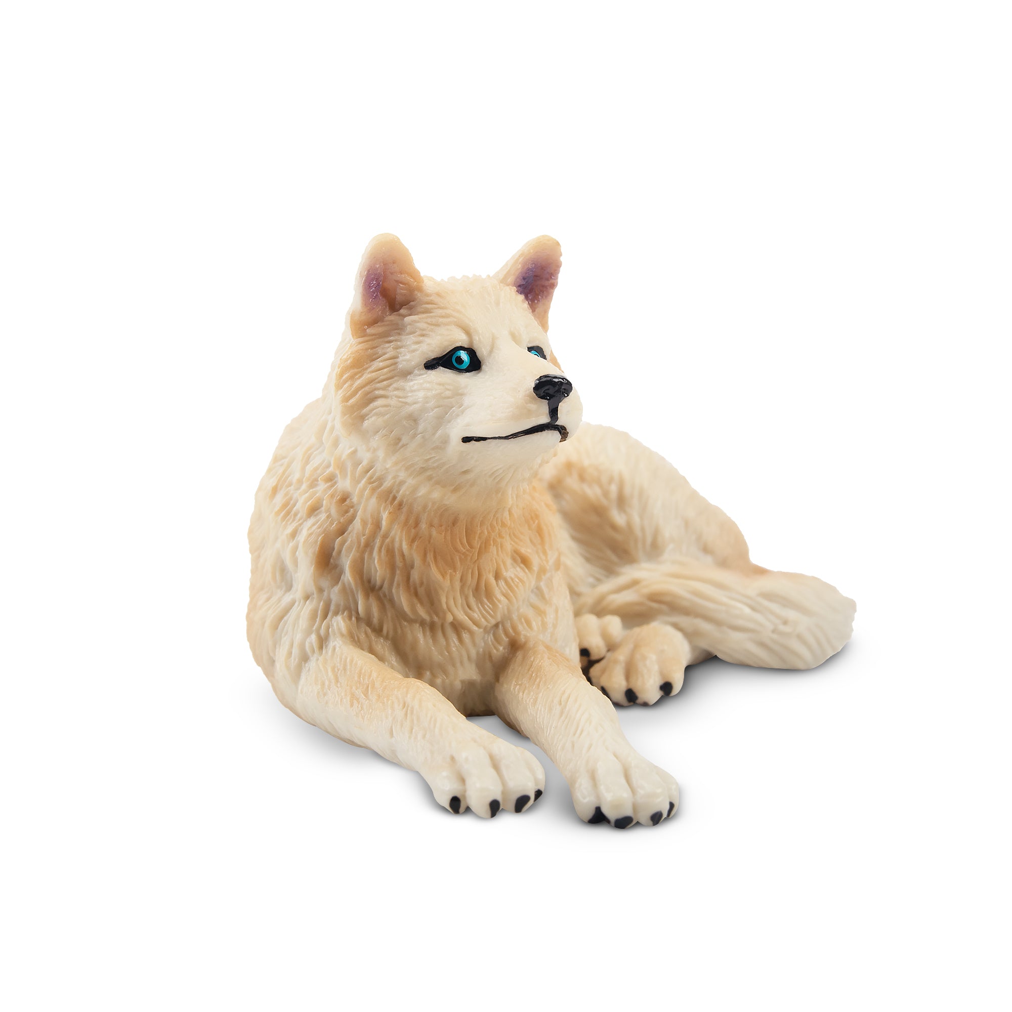 Toymany Sitting White Wolf Figurine Toy-front
