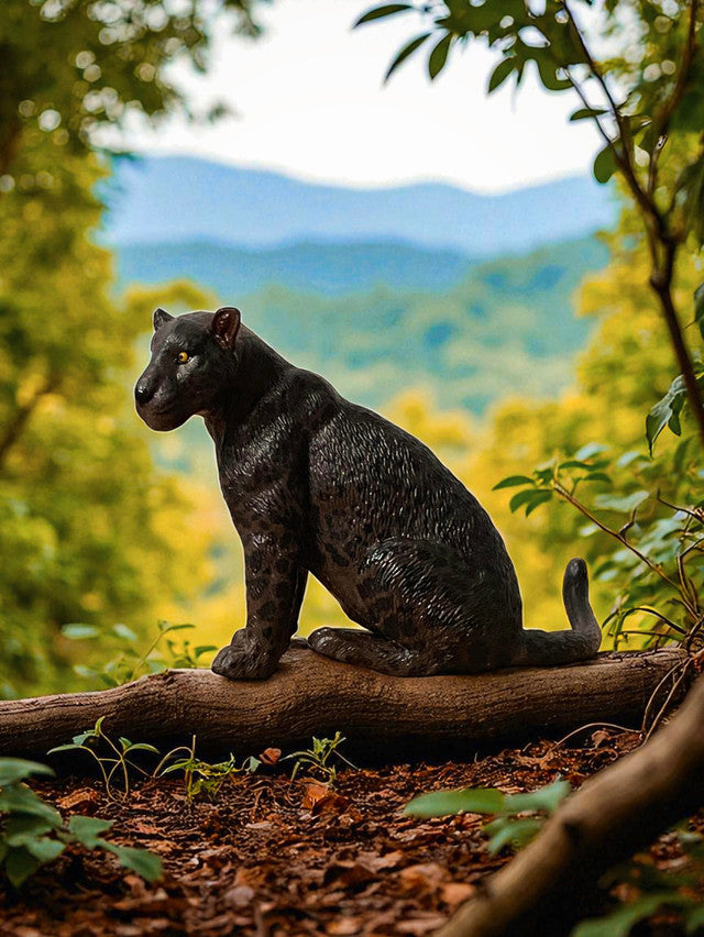 Toymany Figurine de Jaguar Femelle Assise Noire