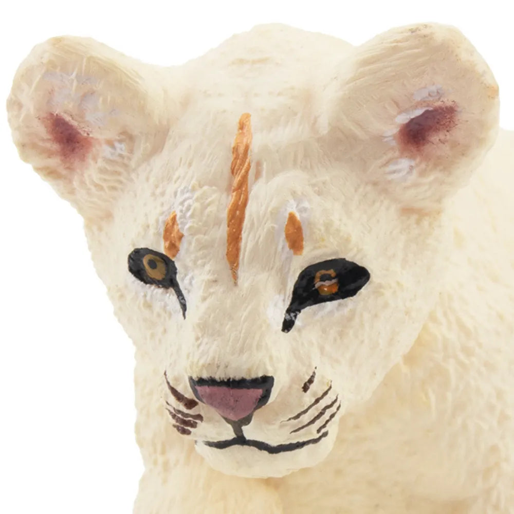 Toymany Walking White Lion Cub Figurine Realistic Animal Figurine